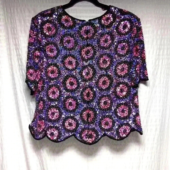 Vintage Odeon floral Sequence beading  top. - Picture 4 of 8